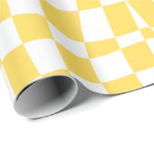 Papier Cadeau Retro Circus les années 70 jaune ondulé à damiers  (Coin rond)