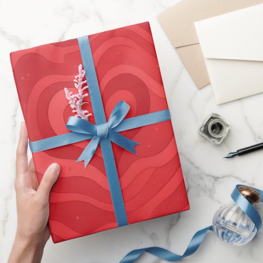 Papier Cadeau Rétro Cœurs Ondulés — Saint-Valentin (Cadeaux)