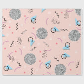 Papier Cadeau Retro Confetti Memphis Motif rose (Plat)