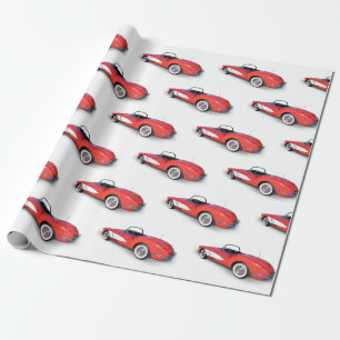 Papier Cadeau Rétro corvette convertible rouge