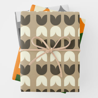 Papier Cadeau Rétro Couleurs d'Automne Tulipe