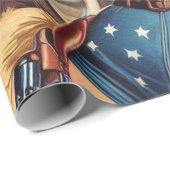 Papier Cadeau Retro Cowgirl Pin Up (Coin rond)