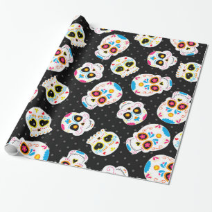 Papier Cadeau Rétro crâne de sucre