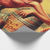 Papier Cadeau Retro Cute Cowgirl (Coin)
