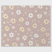 Papier Cadeau Retro Daisy Floral Pattern Boho Cadeau (Plat)