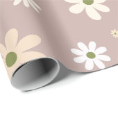 Papier Cadeau Retro Daisy Floral Pattern Boho Cadeau (Coin rond)