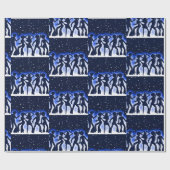 Papier Cadeau Retro Dance Party Bleu (Plat)