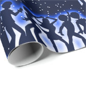 Papier Cadeau Retro Dance Party Bleu (Coin rond)