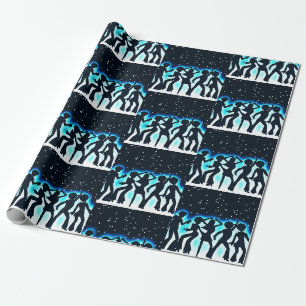 Papier Cadeau Retro Dance Party Turquoise