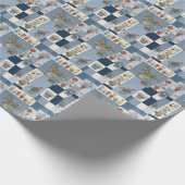 Papier Cadeau Retro Denim Patchwork avec Plantes (Coin)