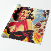 Papier Cadeau Retro Devilish Pinup (Déroulé)