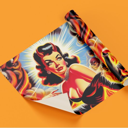 Papier Cadeau Retro Devilish Pinup