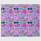 Papier Cadeau Rétro en violet (Plat)