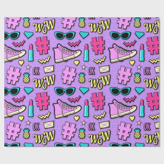 Papier Cadeau Rétro en violet (Plat)