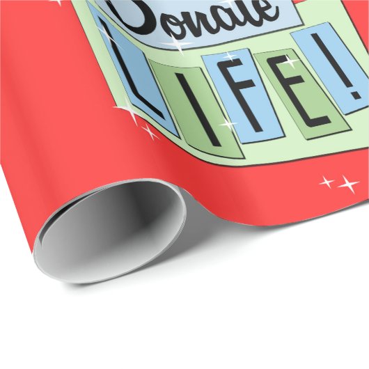 Papier Cadeau Retro Faire un don de vie avec arrière - plan roug (Coin rond)