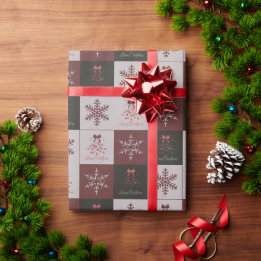Papier Cadeau Retro Festive Merry Christmas Tiled Pattern