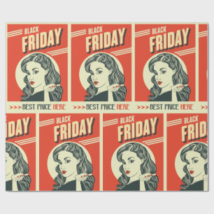 Papier Cadeau Rétro fille pin-up Black Friday Pop Art