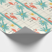 Papier Cadeau Retro Flamingo Poolside Summer Pattern (2) (Coin)