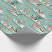Papier Cadeau Retro Flamingo Poolside Summer Pattern (6) (Coin)