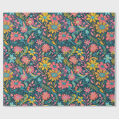 Papier Cadeau Retro Floral Daisy Valentines Cadeau pour fille (Plat)