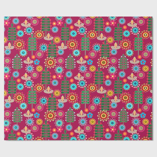 Papier Cadeau Rétro, Flower Patch (Plat)