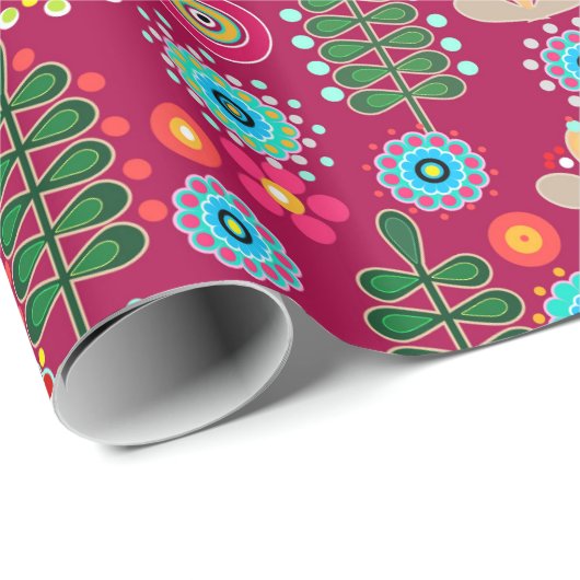 Papier Cadeau Rétro, Flower Patch (Coin rond)