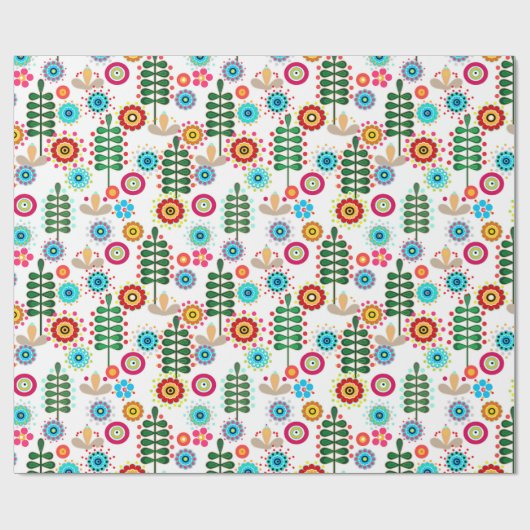 Papier Cadeau Rétro, Flower Patch (Plat)