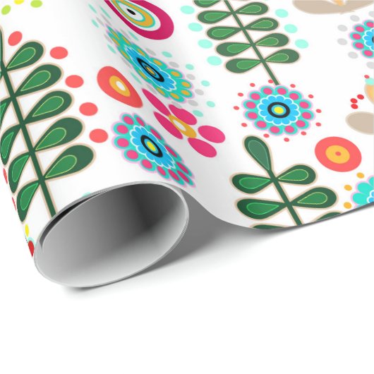 Papier Cadeau Rétro, Flower Patch (Coin rond)