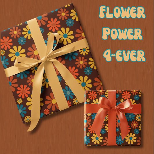 Papier Cadeau Retro Flower Power 1960