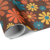 Papier Cadeau Retro Flower Power 1960 (Coin rond)