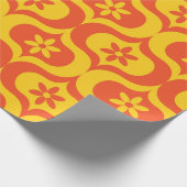 Papier Cadeau Retro Flowers on Yellow and Red Ogee Pattern (Coin)