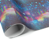 Papier Cadeau Rétro futuriste : 80's Neon Geometry. (Coin rond)