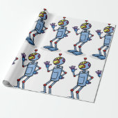 Papier Cadeau Retro Futuristic Robot Character Waving (Déroulé)
