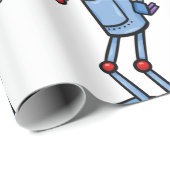 Papier Cadeau Retro Futuristic Robot Character Waving (Coin rond)