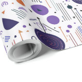 Papier Cadeau Rétro Géométrique Abstrait Pat3 violet orange ID10 (Coin rond)