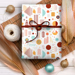 Papier Cadeau Rétro Géométrique Abstrait Pat#5 Brick Gold ID1067<br><div class="desc">Découvrez le charme du style moderne du milieu du siècle avec ce design abstrait géométrique d'inspiration Memphis. Doté d'une palette audacieuse de rouge brique, de jaune doré et de bleu poudreux sur un arrière - plan blanc immaculé, ce motif d'enveloppement cadeau capture l'esthétique audacieuse mais raffinée du mouvement de design...</div>