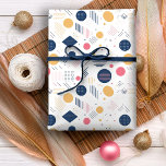 Papier Cadeau Rétro Géométrique Abstrait Pat#6 Navy Rose ID1067<br><div class="desc">Découvrez le charme du style moderne du milieu du siècle avec ce design abstrait géométrique d'inspiration Memphis. Doté d'une palette audacieuse de bleu marine, de jaune doré et de rose rose profond sur un arrière - plan blanc immaculé, ce motif enveloppant capte l'esthétique audacieuse et raffinée du mouvement de design...</div>