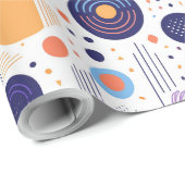 Papier Cadeau Rétro Géométrique Abstrait Pat#7 Indigo ID1067 (Coin rond)