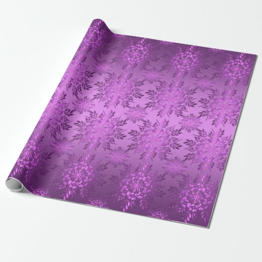 Papier Cadeau Rétro gradient pourpre floral (Déroulé)