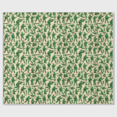 Papier Cadeau rétro green armée hommes jouets design motif (Plat)