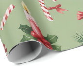 Papier Cadeau Retro Green Christmas Wrapping Paper (Coin rond)