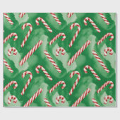 Papier Cadeau Retro Green Christmas Wrapping Paper (Plat)