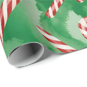 Papier Cadeau Retro Green Christmas Wrapping Paper (Coin rond)