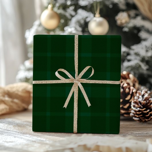 Papier Cadeau Retro Green Plaid Whimsical Christmas