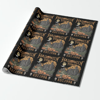 Papier Cadeau Retro Halloween Town Citrouille Fantôme Chauves-so
