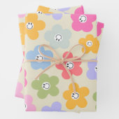 Papier cadeau rétro Happy Daisy (En situation)