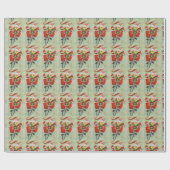 Papier Cadeau Retro Happy Santa Claus à vélo (Plat)