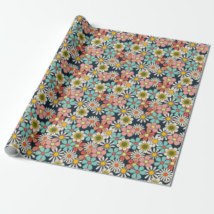 Papier Cadeau Retro Hippie Super Fleur Bonjour Quatre-Vingt Anni