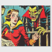 Papier Cadeau Retro Horror Vampire Comics (Plat)