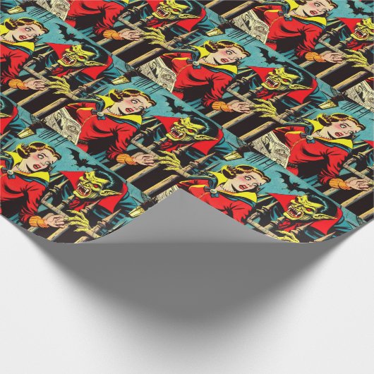 Papier Cadeau Retro Horror Vampire Comics (Coin)